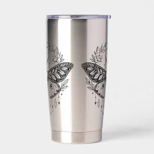 Mystical Gothic Moth Botanical Celestial Line Art  Thermobecher (Links)