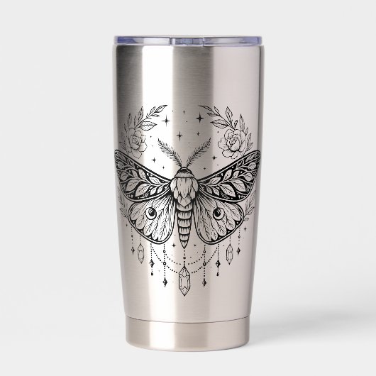 Mystical Gothic Moth Botanical Celestial Line Art  Thermobecher (Rückseite)