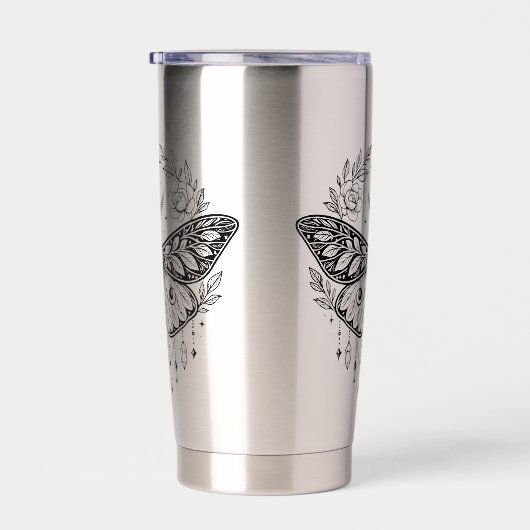 Mystical Gothic Moth Botanical Celestial Line Art  Thermobecher (Rechts)