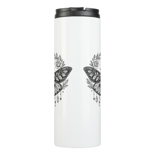 Mystical Gothic Moth Botanical Celestial Line Art  Thermosbecher (Rückseite)