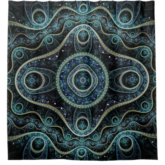 Mystical Grand Royal Julian Fraktal Mandala Art Duschvorhang (Vorderseite)