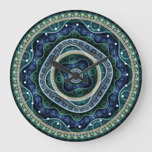 Mystical Grand Royal Julian Fraktal Mandala Art Große Wanduhr