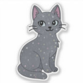 Mystical Gray Sparkle Cat Aufkleber (Vorderseite)