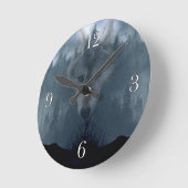Mystical Gray Wolf Spirit Wildlife Art Clock Runde Wanduhr (Winkel)
