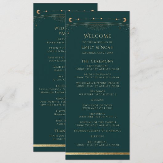 Mystical Green Gold Sun Moon Astronomie Space Programm (Vorne/Hinten)