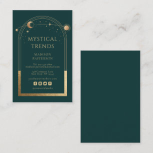 Mystical Green Gold Sun Moon Astronomie Space Visitenkarte