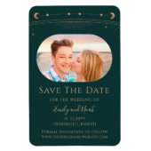 Mystical Green Gold Sun Moon Stars Save the Date Magnet (Vertikal)