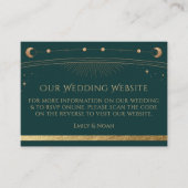 Mystical Green Gold Wedding Website UAWG QR Code Begleitkarte (Vorderseite)