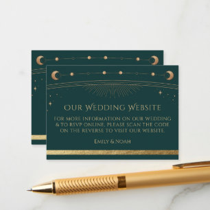 Mystical Green Gold Wedding Website UAWG QR Code Begleitkarte