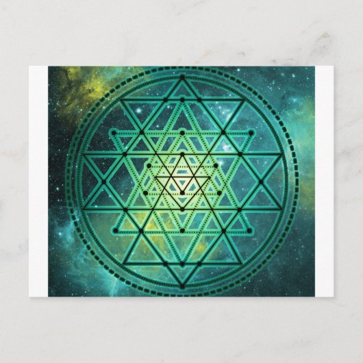Mystical Green Sri Yantra Postkarte (Vorderseite)