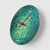 Mystical Green Sri Yantra Runde Wanduhr (Winkel)