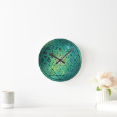 Mystical Green Sri Yantra Runde Wanduhr (Zuhause)