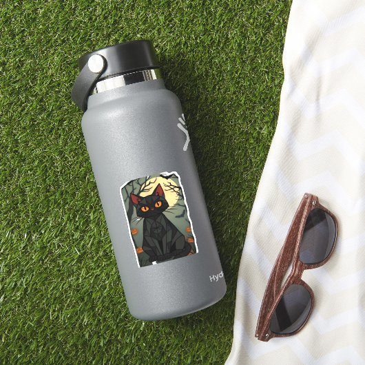Mystical Halloween Black Cat Art - Spooky Feline w Aufkleber (HydroFlask Insitu)