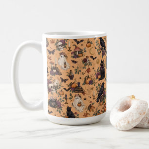 Mystical Halloween Night with Black Cats and Raven Kaffeetasse