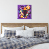 Mystical Halloween Witch and Pumpkin Leinwanddruck (Insitu (Schlafzimmer))