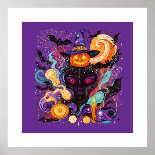 Mystical Halloween Witch and Pumpkin Poster (Vorne)