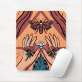 Mystical Hands Offering Fungi to Moth Spirit Mousepad (Mit Mouse)