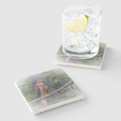 Mystical Hawk Steinuntersetzer (Seitenansicht)