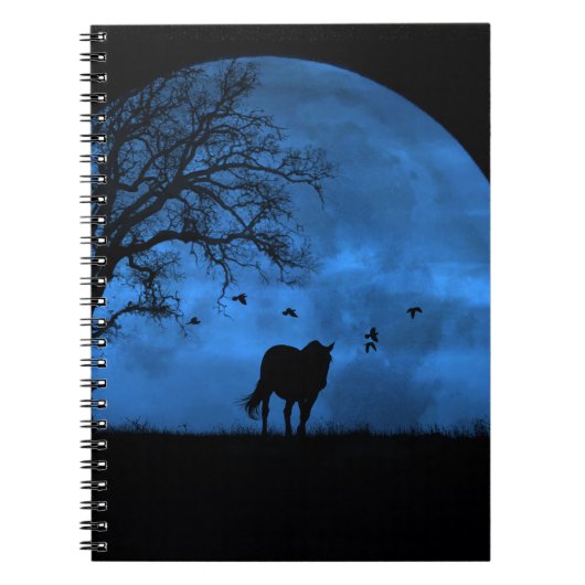 Mystical Horse Blue Moon Notizblock (Vorderseite)
