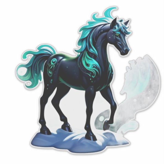 Mystical Horse With Starry Mane Aufkleber (Vorderseite)