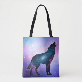 Mystical Howling Wolf Silhouette Tote Tasche