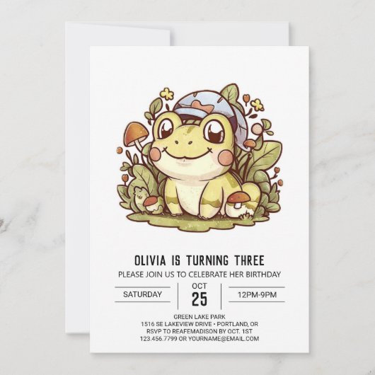 Mystical Hübsch Frosch Digital Geburtstag Einladung (Vorderseite)