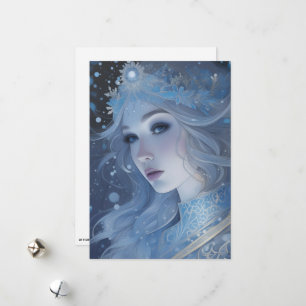 Mystical Ice Queen - Fantasy Winter Goddess Art Feiertagskarte