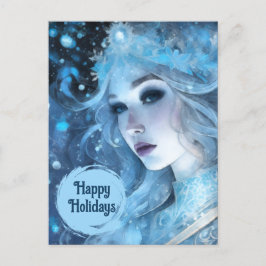 Mystical Ice Queen - Fantasy Winter Goddess Art Feiertagspostkarte
