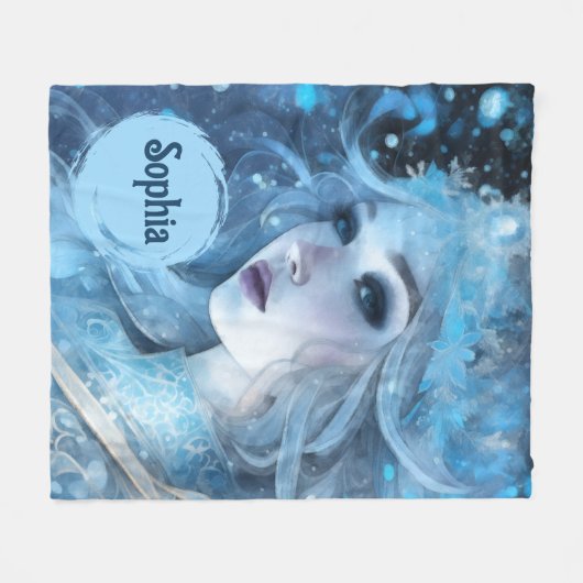 Mystical Ice Queen - Fantasy Winter Goddess Art Fleecedecke (Vorderseite (Horizontal))