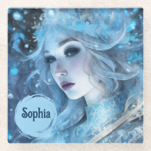 Mystical Ice Queen - Fantasy Winter Goddess Art Glasuntersetzer