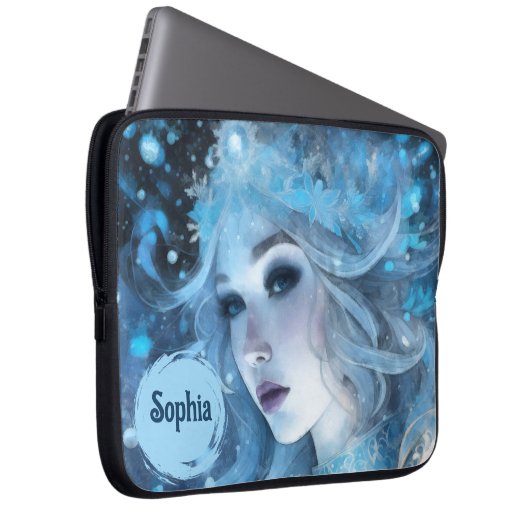 Mystical Ice Queen - Fantasy Winter Goddess Art Laptopschutzhülle (Vorne Rechts)