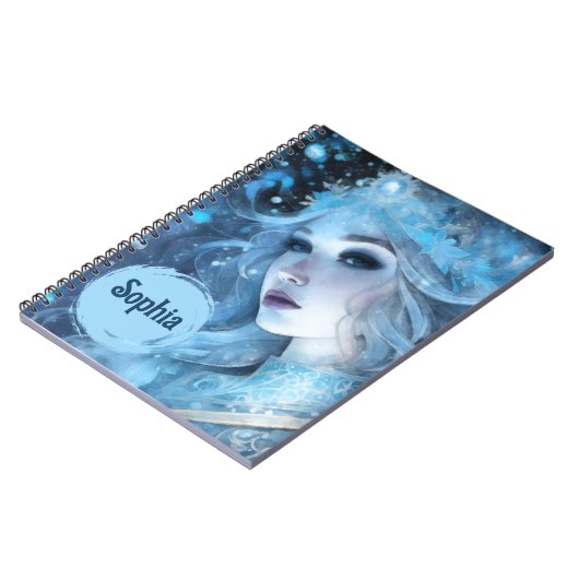 Mystical Ice Queen - Fantasy Winter Goddess Art Notizblock (Linke Seite)