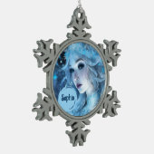 Mystical Ice Queen - Fantasy Winter Goddess Art Schneeflocken Zinn-Ornament (Links)