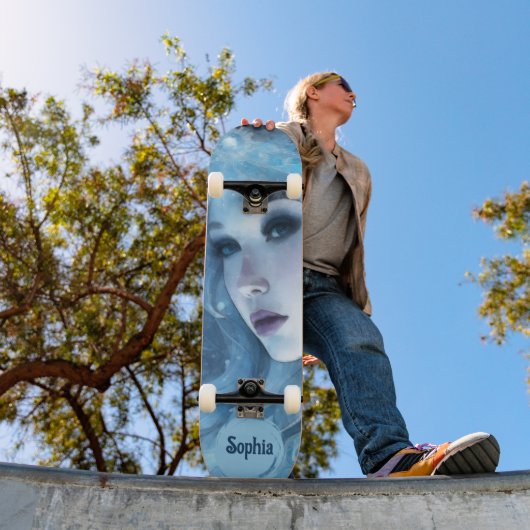 Mystical Ice Queen - Fantasy Winter Goddess Art Skateboard (Außen 1)