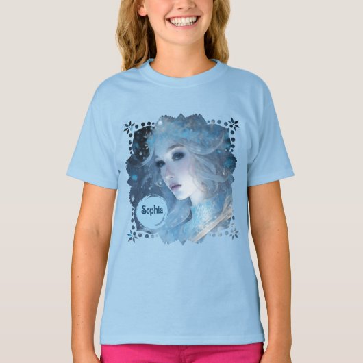 Mystical Ice Queen - Fantasy Winter Goddess Art T-Shirt (Vorderseite)