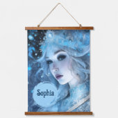 Mystical Ice Queen - Fantasy Winter Goddess Art Wandteppich Mit Holzrahmen (Vorderseite)