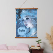 Mystical Ice Queen - Fantasy Winter Goddess Art Wandteppich Mit Holzrahmen (Schlafzimmer)