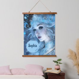 Mystical Ice Queen - Fantasy Winter Goddess Art Wandteppich Mit Holzrahmen