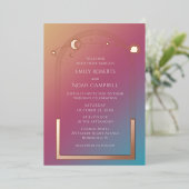 Mystical Jewel Gold Sun Moon Astronomy Space Foil Folieneinladung (Stehend vorne)
