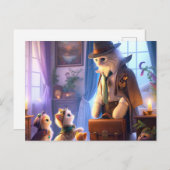 Mystical Kitty geht zur Arbeit Postkarte (Vorne/Hinten)