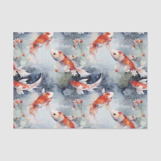 Mystical Koi Fish Pond Decoupage Seidenpapier (Vorderseite)