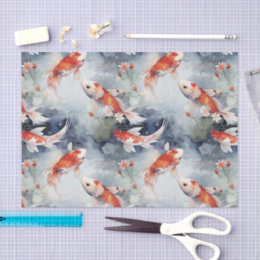 Mystical Koi Fish Pond Decoupage Seidenpapier (Handwerk)
