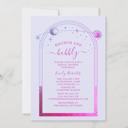 Mystical Lavender Pink Celestial Brautparty Einladung (Vorderseite)
