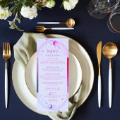 Mystical Lavender Pink Sun Moon Astronomie Hochzei Menükarte