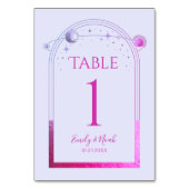 Mystical Lavender Pink Sun Moon Astronomie Hochzei Tischnummer (Vorderseite)