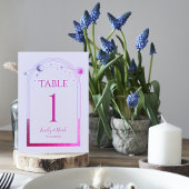 Mystical Lavender Pink Sun Moon Astronomie Hochzei Tischnummer