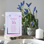 Mystical Lavender Pink Sun Moon Astronomie Hochzei Tischnummer
