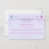 Mystical Lavender Pink Sun Moon Star Foto Wedding Dankeskarte (Vorderseite)