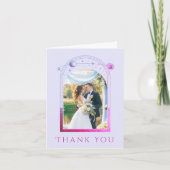 Mystical Lavender Pink Sun Moon Star Foto Wedding Dankeskarte (Vorderseite)