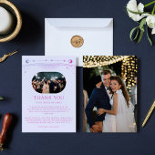 Mystical Lavender Pink Sun Moon Star Foto Wedding Dankeskarte